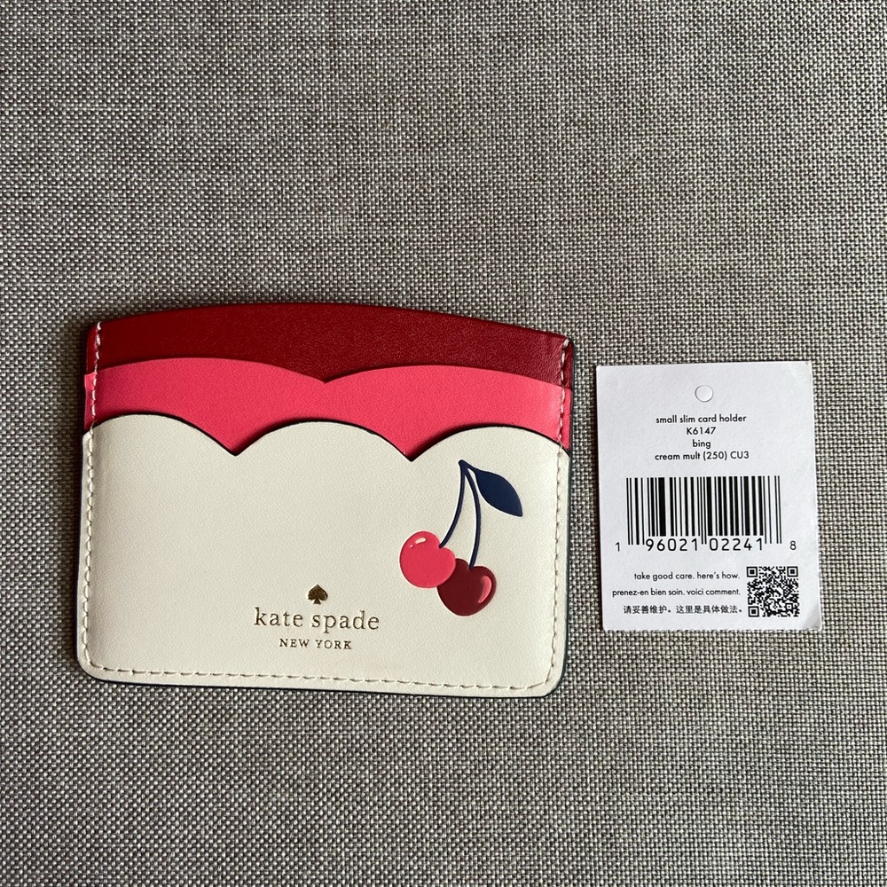Kate Spade Cherry Slim Card Holder Wallet NWT